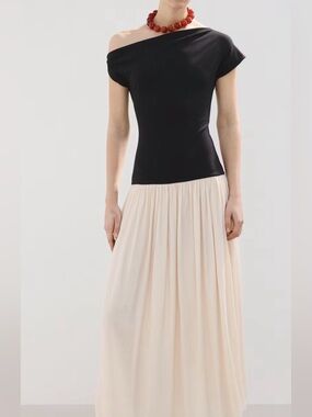 Mango Two-Tone Maxi Skirt in Black and Cream